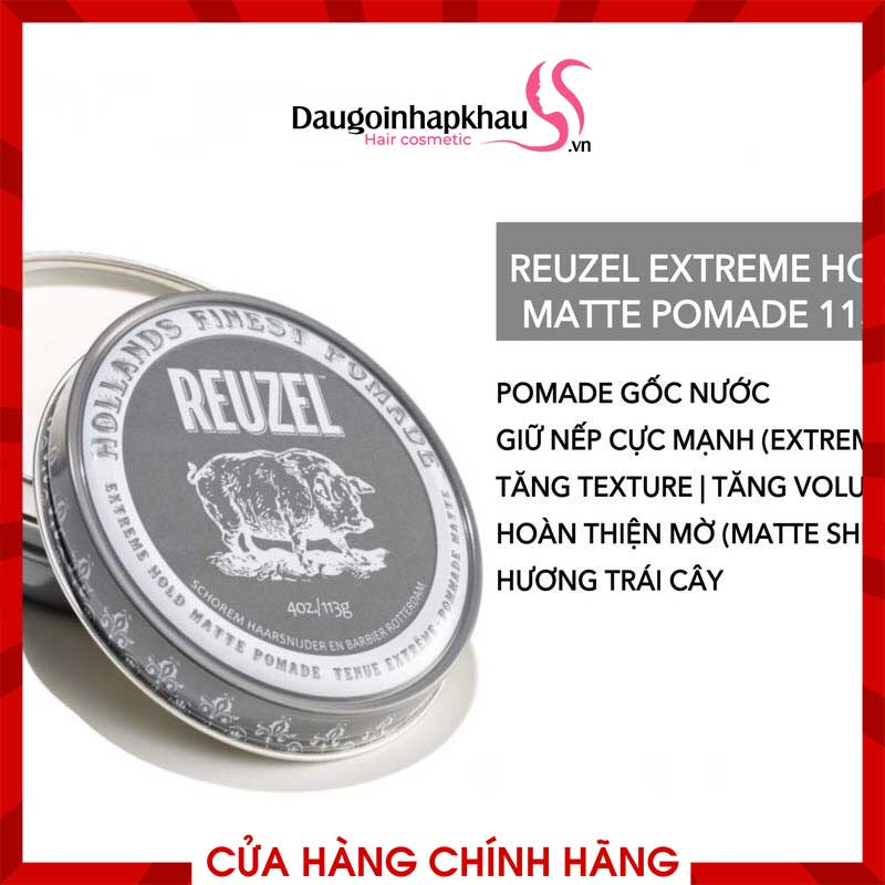 Sáp tạo kiểu tóc Reuzel Extreme Hold Matte Pomade